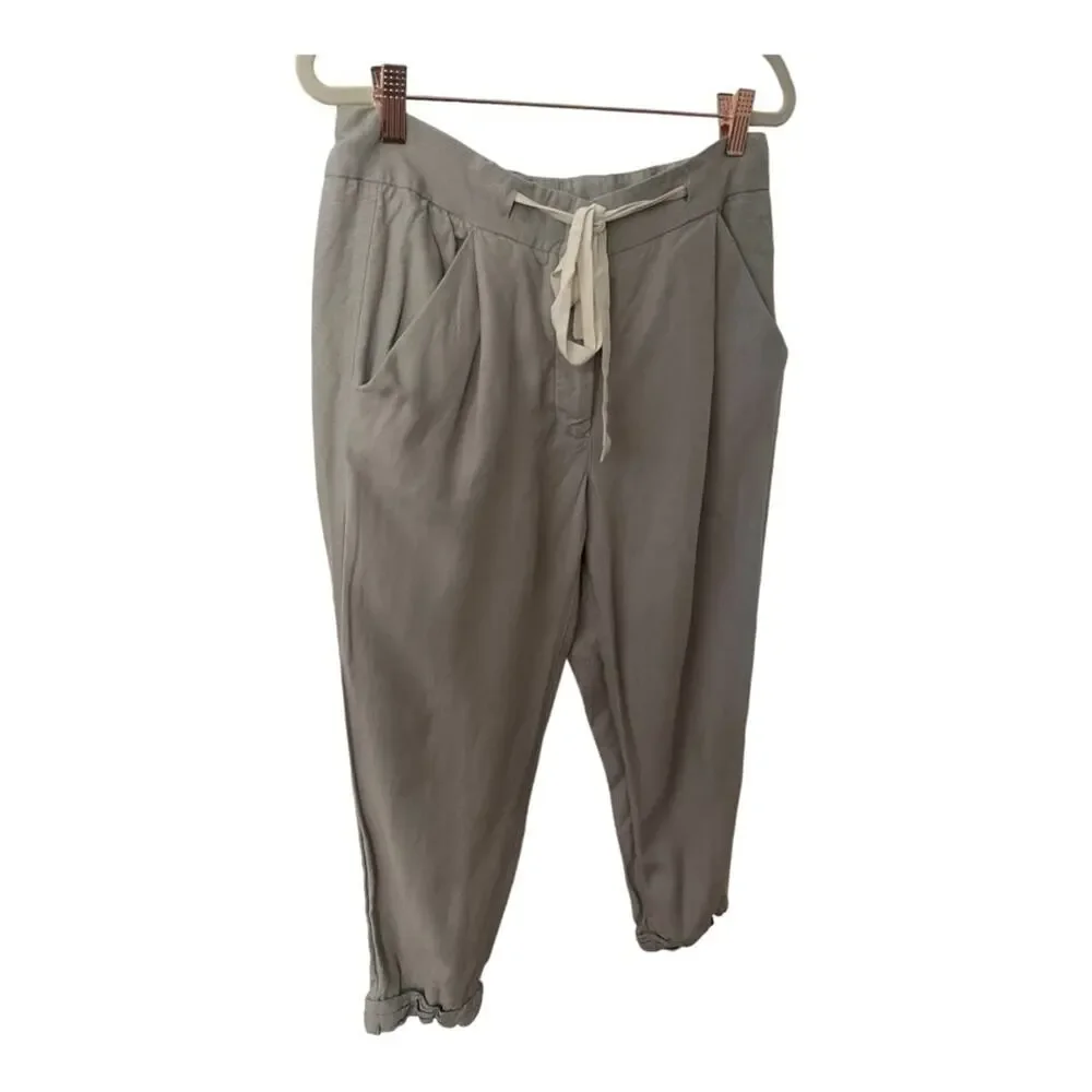 Aritzia Wilfred Allant Pants Cropped Crepe Trousers Casual Summer Boho Sz 4